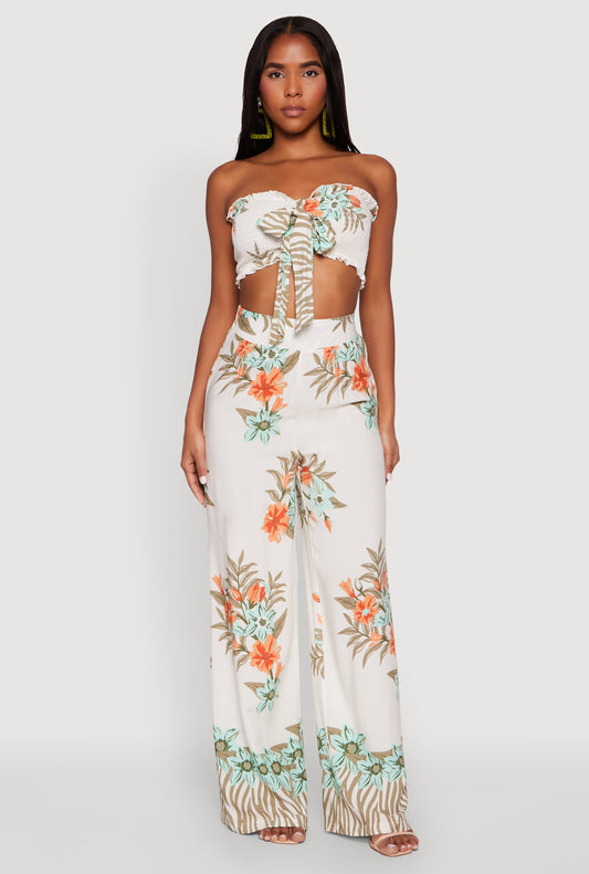 High Waist Floral Palazzo Pants