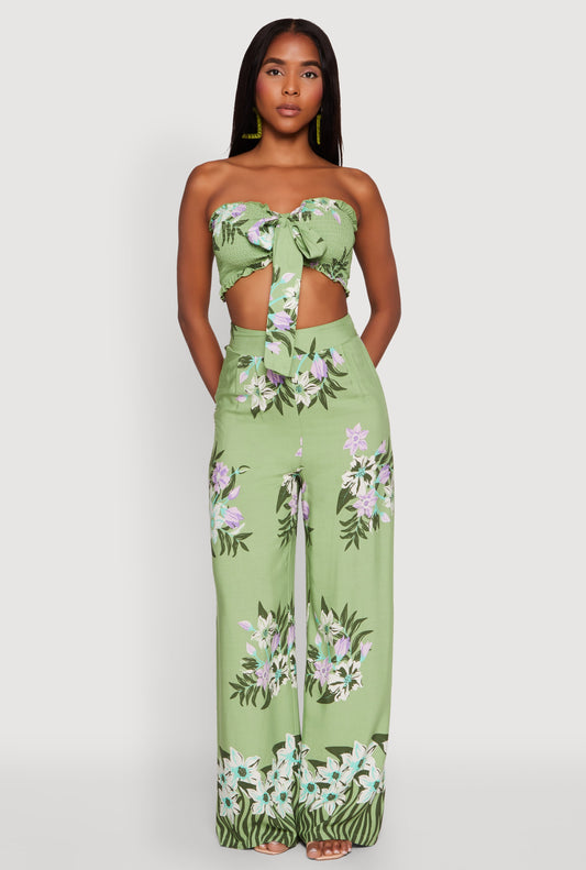 High Waist Floral Palazzo Pants