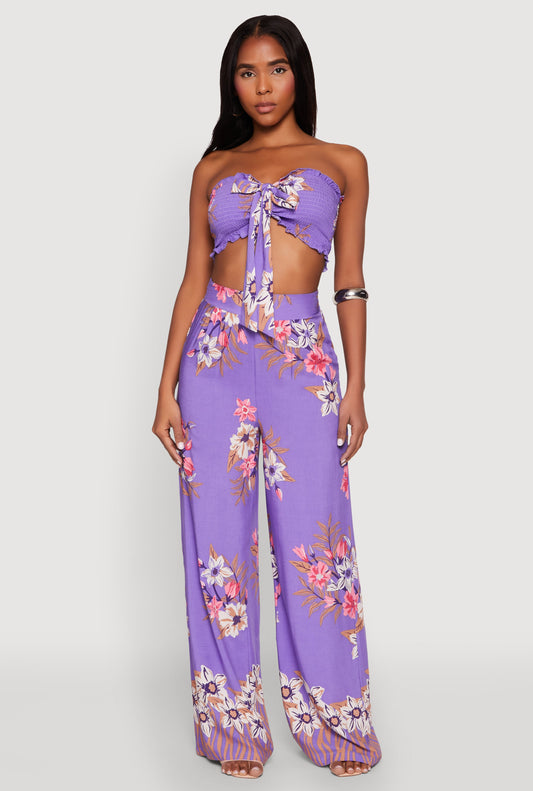 High Waist Floral Palazzo Pants