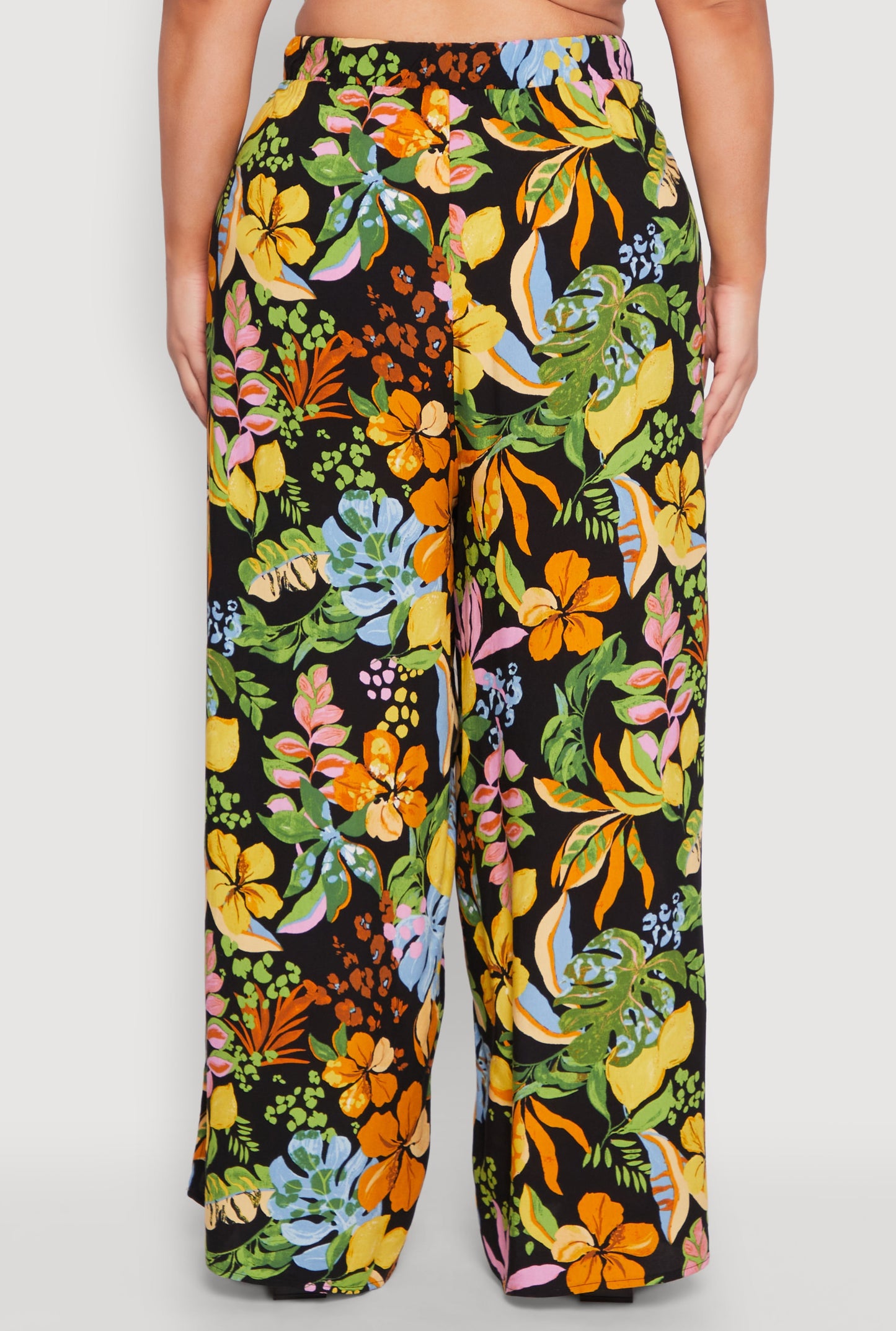 Plus Size Tropical Floral Palazzo Pants