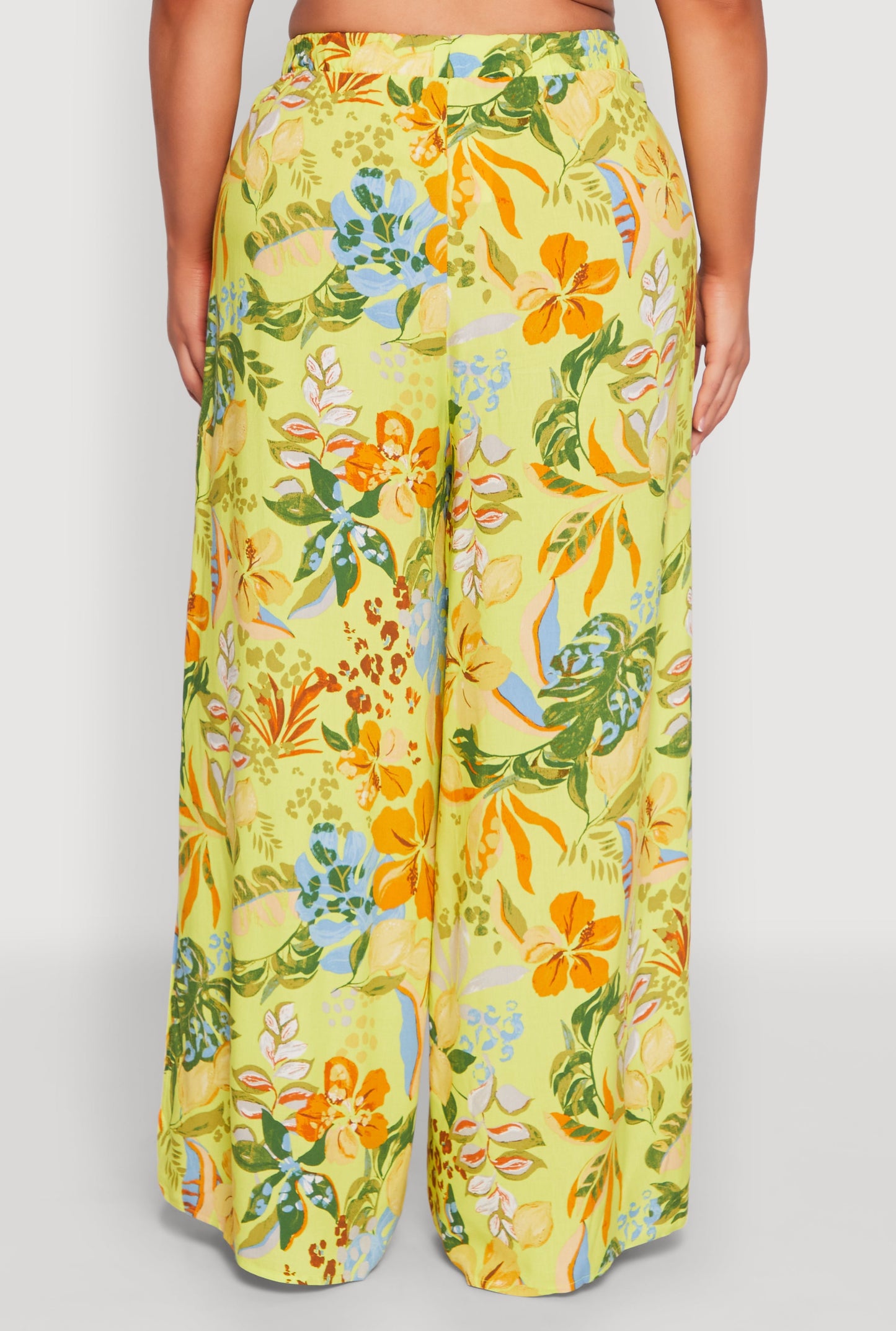 Plus Size Tropical Floral Palazzo Pants