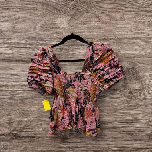 Blouse Short Sleeve By Farm Rio In Tropical Print, Size: L
