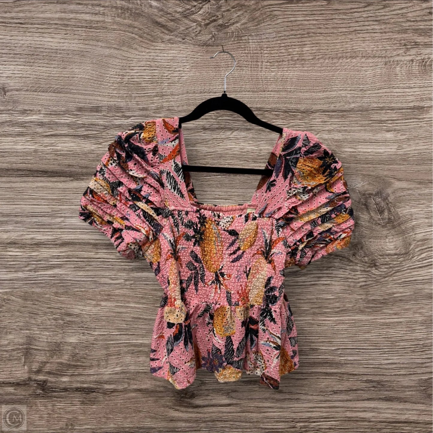 Blouse Short Sleeve By Farm Rio In Tropical Print, Size: L