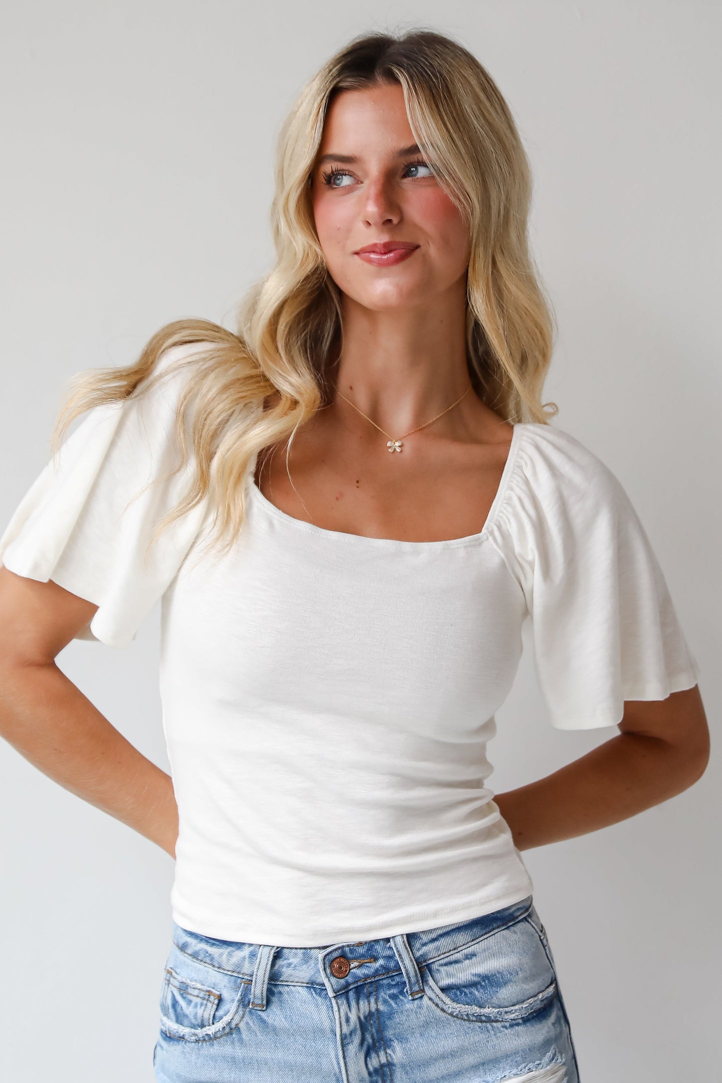 FINAL SALE - Sweet Cuteness Flutter Sleeve Top
