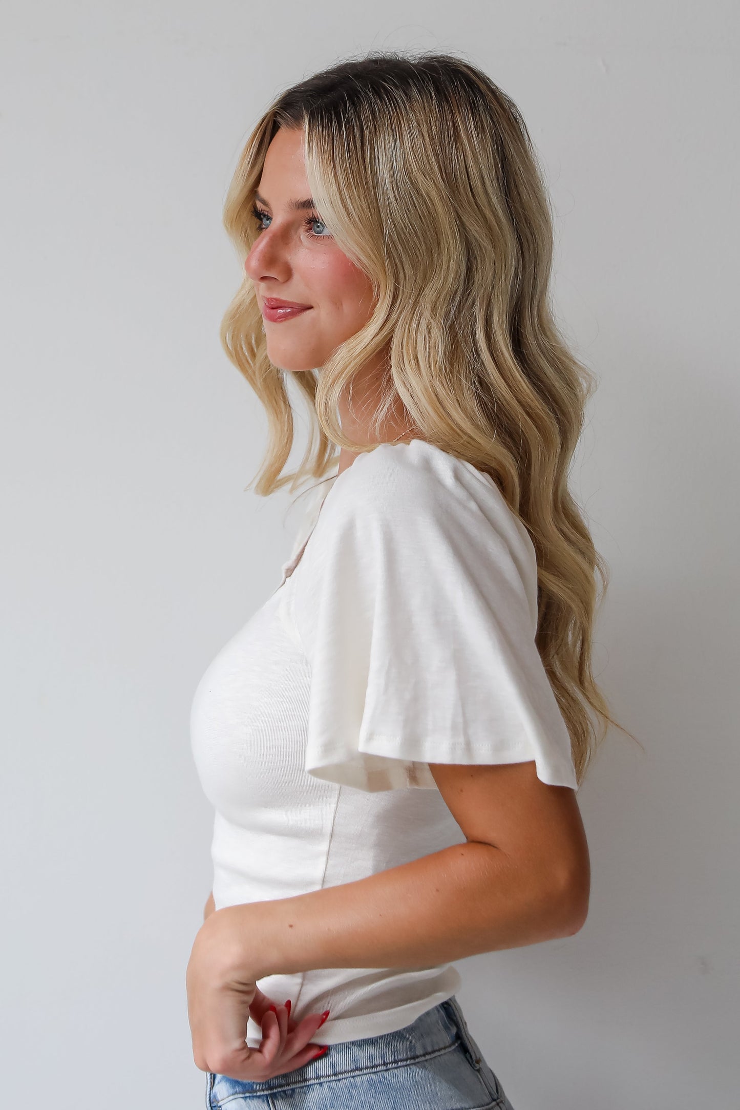 FINAL SALE - Sweet Cuteness Flutter Sleeve Top